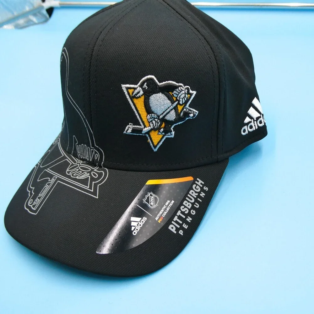 Adidas Pittsburgh Penguins Hat Mens Small Medium Fitted New Mid‎ Y2K NHL Vintage
